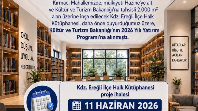 KDZ. EREĞLİ HALK KÜTÜPHANESİ YAPIM SÜRECİ BAŞLIYOR