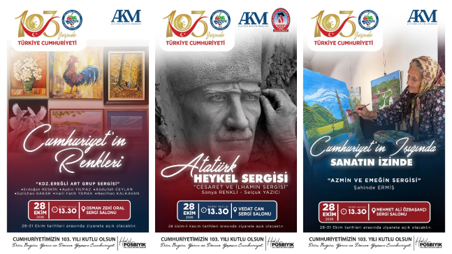 KDZ. EREĞLİ BELEDİYESİ’NDEN CUMHURİYET BAYRAMI’NA ÖZEL ÜÇ SERGİ