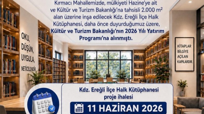 KDZ. EREĞLİ HALK KÜTÜPHANESİ YAPIM SÜRECİ BAŞLIYOR